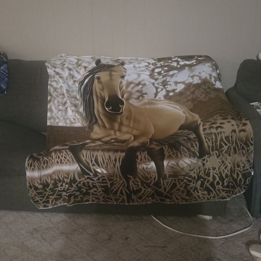 Fleece Horse Throw Blanket